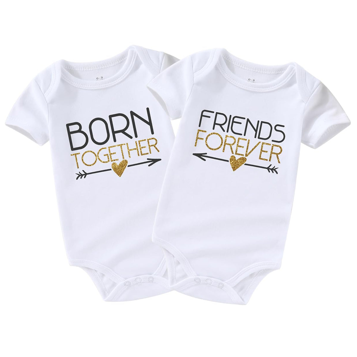 Born Friends Newborn Twins Matching Outfits - Boy & Girl Bodysuits (0-18 Months)