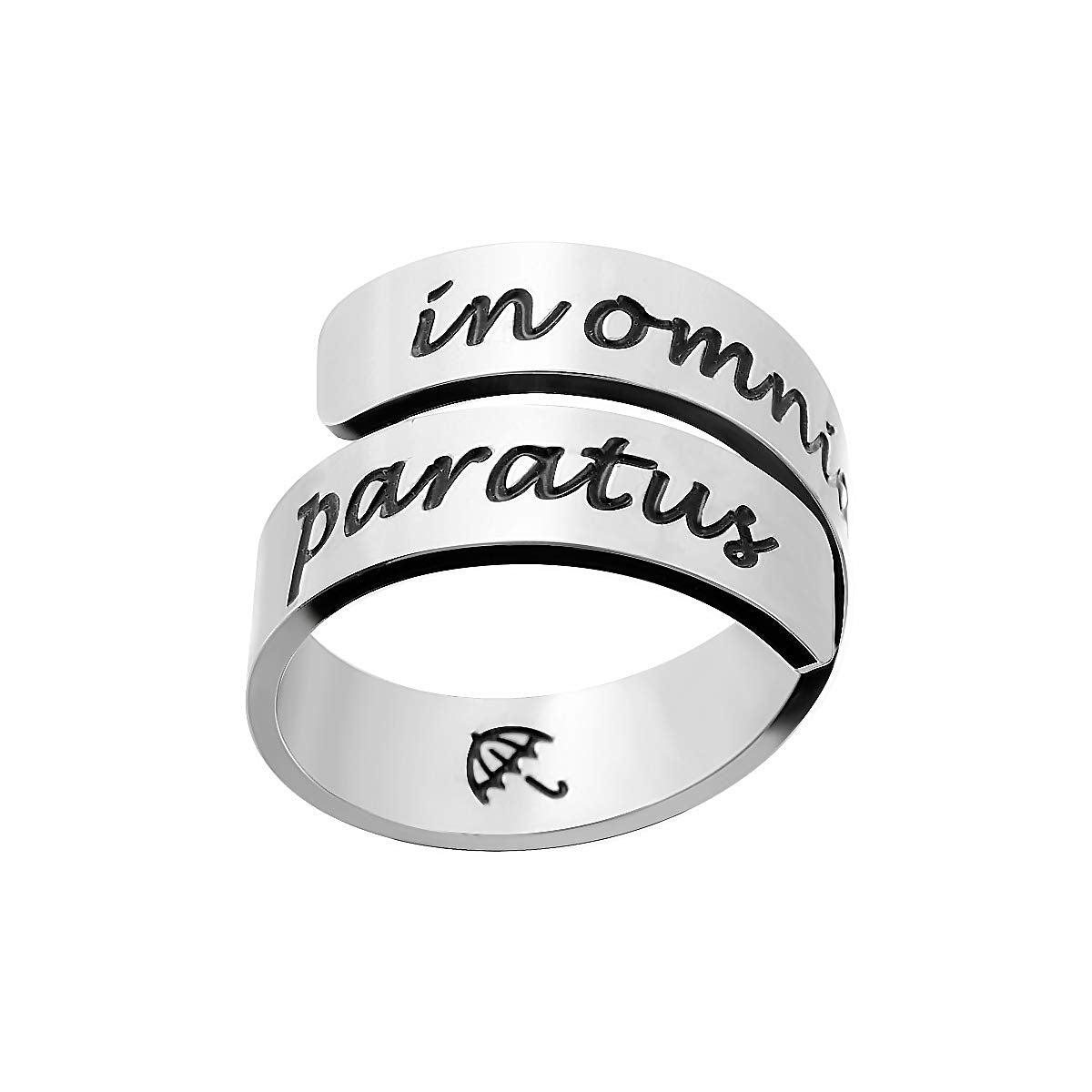omodofo "In Omnia Paratus" Inspirational Stainless Steel Spiral Ring - Adjustable Women's Gift