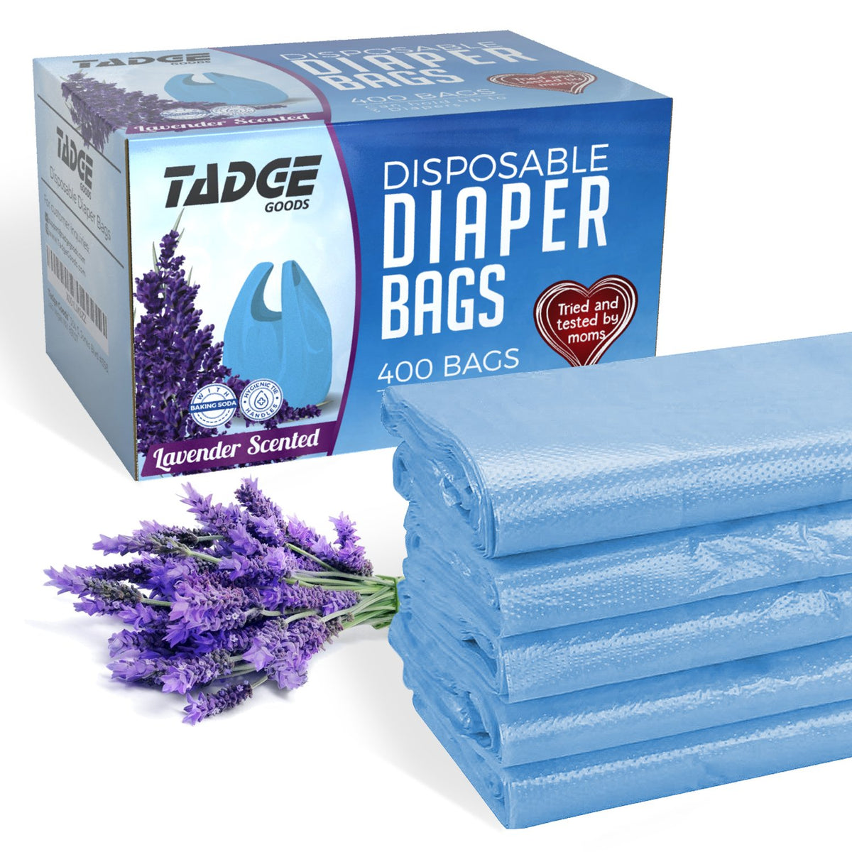 Lavender-Scented Disposable Diaper Bags - 400-Pack Biodegradable Diaper Sacks