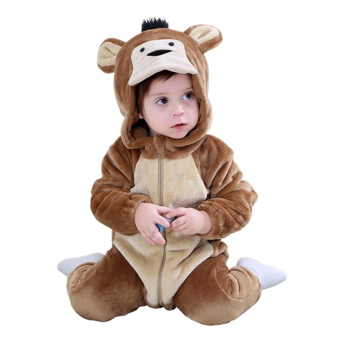 Baby Monkey Halloween Costume - Soft Flannel Dress Up Outfit (1-5 Years)