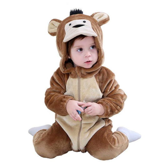 Baby Monkey Halloween Costume - Soft Flannel Dress Up Outfit (1-5 Years)