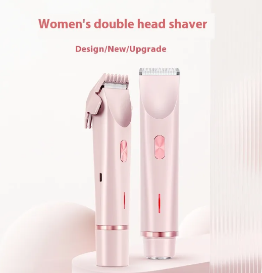 2-in-1 Electric Hair Trimmer & Razor - USB Rechargeable Wet/Dry Body Groomer for Women (Pink)