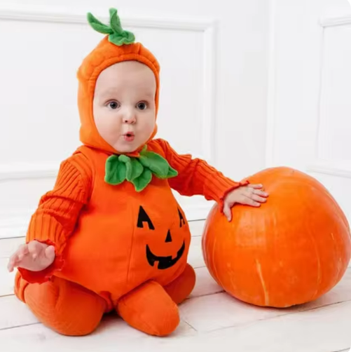Baby Halloween Pumpkin Costume — Soft & Cozy Infant Outfit