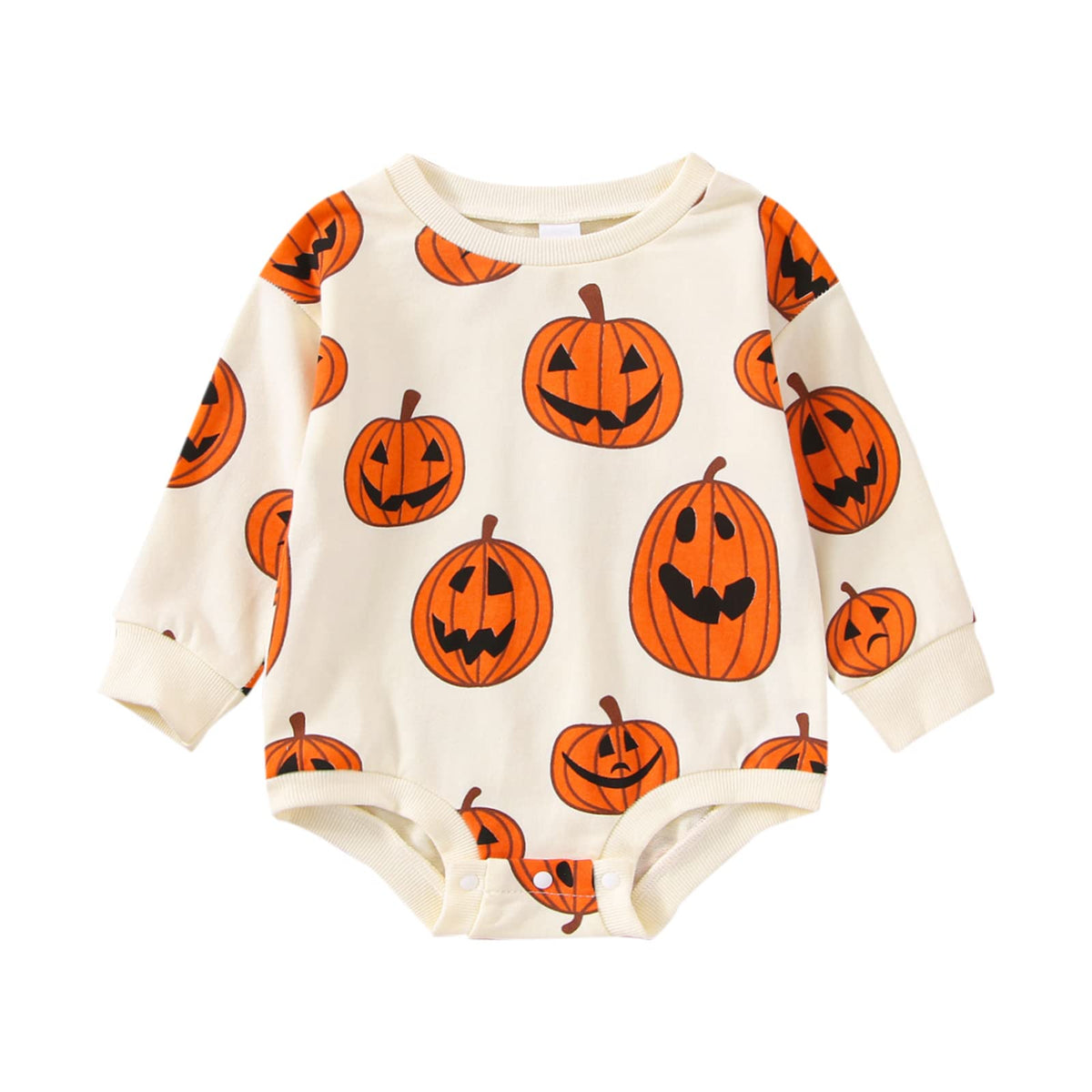 Baby Pumpkin Patch Halloween Onesie - Unisex Sweatshirt Romper (0-24 Months)