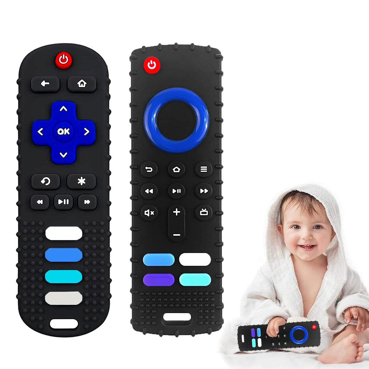 Baby Remote Control Teether Toy – BPA-Free Chew Toy for 3–24 Months (2-Pack)