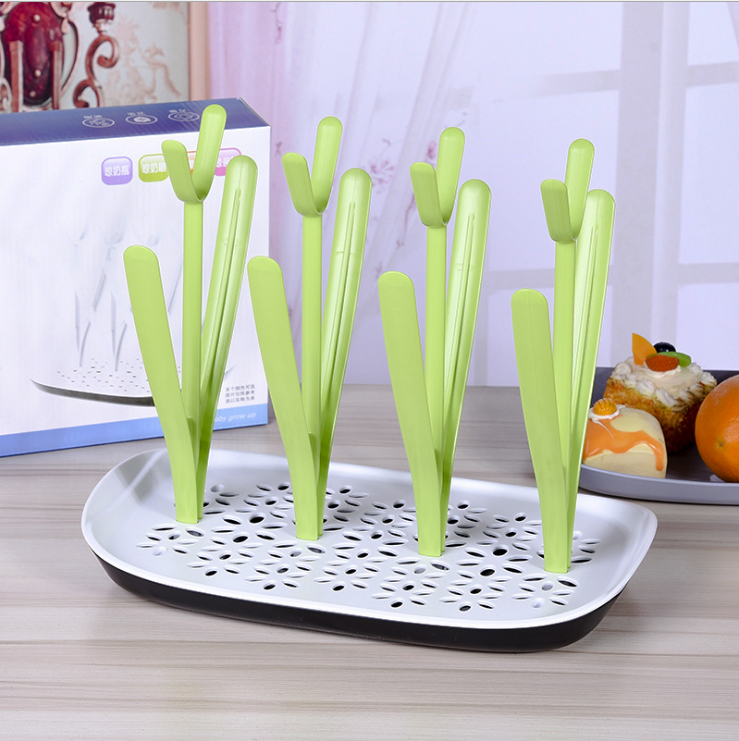 Baby Bottle Drying Rack & Organizer - Compact Countertop Drying Stand (Green, Blue, Pink)