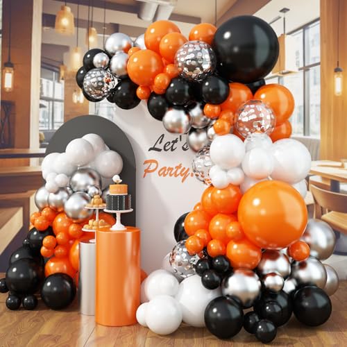 Halloween Balloon Garland Kit - 113-Piece Orange, Black & White Arch Set