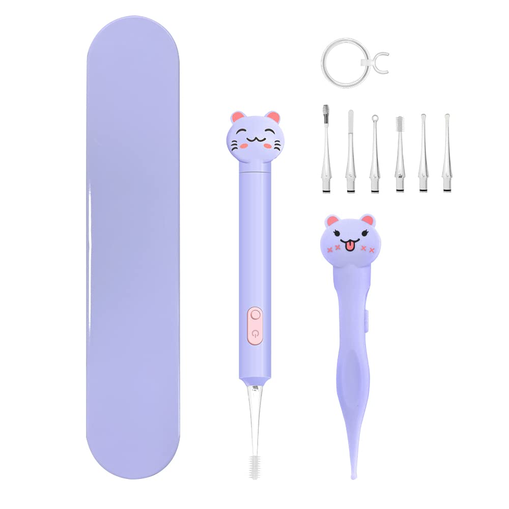 Baby Nose & Ear Cleaner with LED Light - 2-Pack Booger & Ear Wax Removal Tool (Purple)