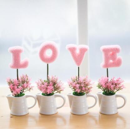Cute Ceramic Plant Decorations - Feminine Home Accents for Bedroom & Living Room (20cm, Multiple Colours)