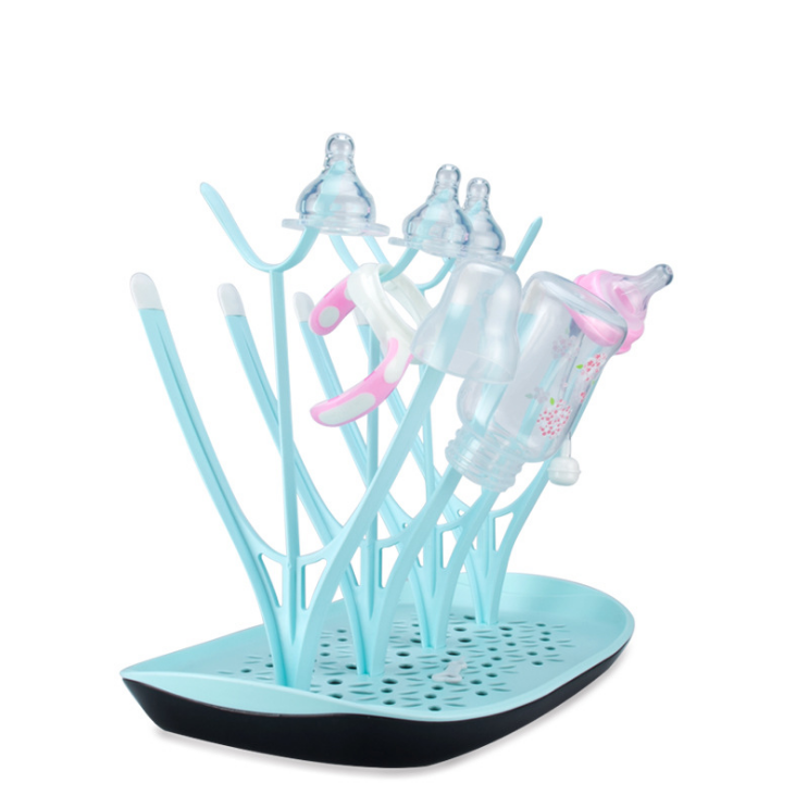 Baby Bottle Drying Rack & Organizer - Compact Countertop Drying Stand (Green, Blue, Pink)