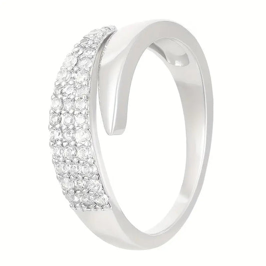 Elegant Adjustable Sparkle Ring - Multi-Row Crystal Statement Ring for Women