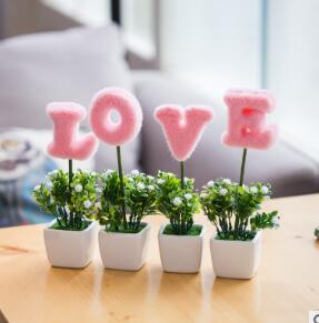Cute Ceramic Plant Decorations - Feminine Home Accents for Bedroom & Living Room (20cm, Multiple Colours)