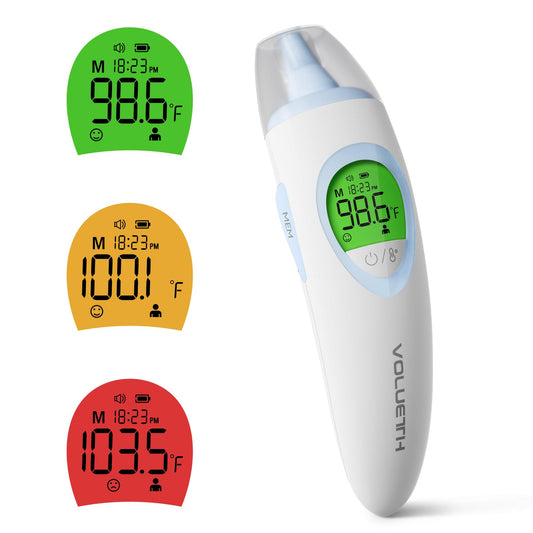VOLUETH 3-in-1 Digital Baby Thermometer - Ear, Forehead & Touchless (Infants to Adults)