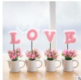 Cute Ceramic Plant Decorations - Feminine Home Accents for Bedroom & Living Room (20cm, Multiple Colours)
