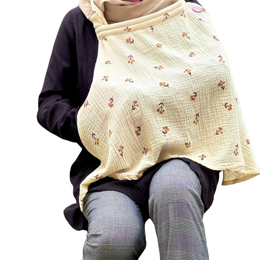La Marquize Breathable Nursing Cover - Adjustable Breastfeeding Cover for Moms (100% Cotton)
